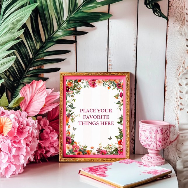 Póster Rótulo Fiesta floral rosa y roja (Subido por el creador)