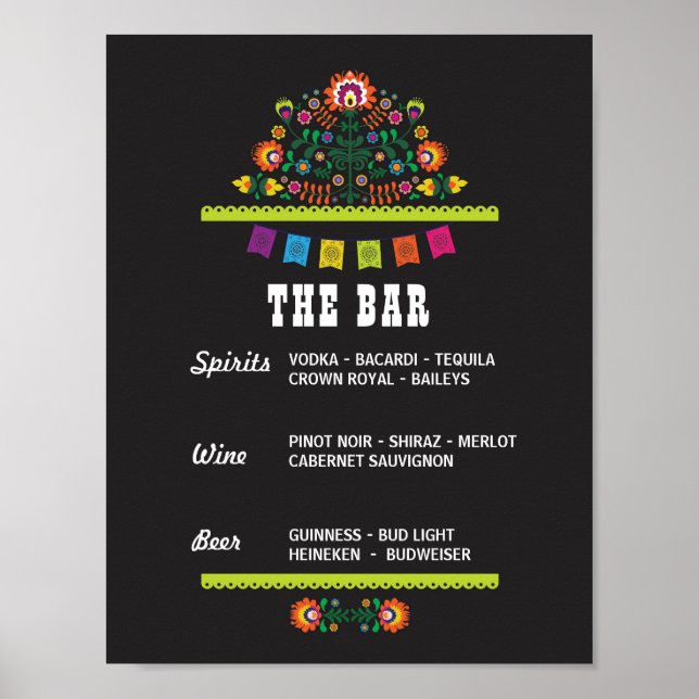 Póster Rótulo Fiesta La Ducha De Boda Del Fiesta Bar (Frente)