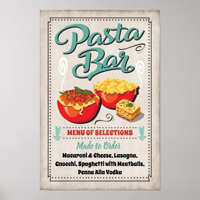 Póster Rótulo Fiesta Pasta Bar (Frente)