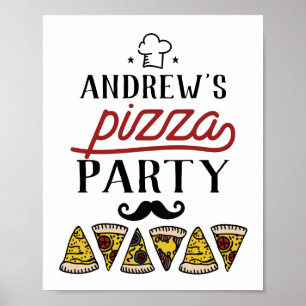 Póster Rótulo Fiesta personalizado Cumpleaños Pizza