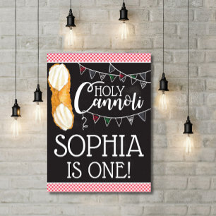 Póster Rótulo Fiesta Santo Cannoli, cumpleaños de tema it