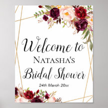 Rótulo floral Borgoña Personalizado de 8 x 10"