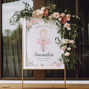 Póster Rótulo Floral Bridal Shower
