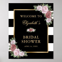 Rótulo Floral Bridal Shower Rubor de oro blanco ne