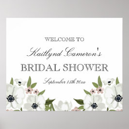 Póster Rótulo floral con ducha de novia