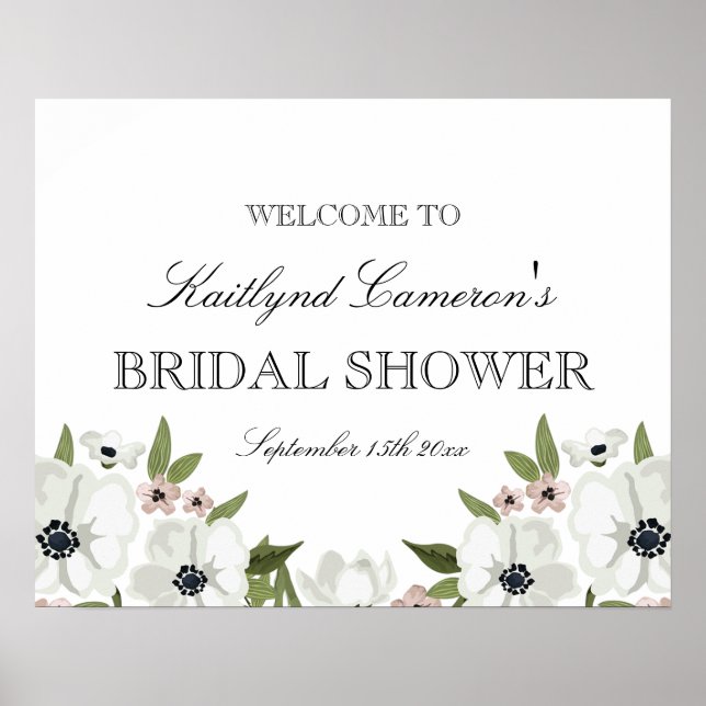 Póster Rótulo floral con ducha de novia (Frente)