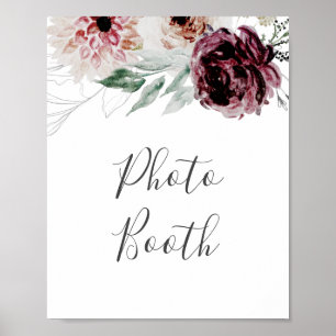 Póster Rótulo Floral Romance Photo Booth