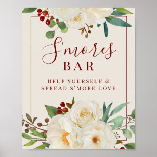 Póster Rótulo Floral S'mores Bar