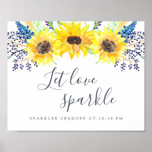 Póster Rótulo Flowerfields Boda Sparkler Sendoff