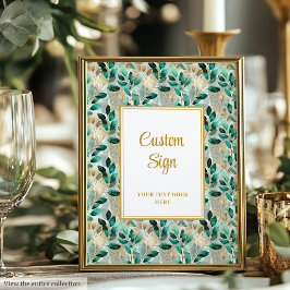 Póster Rótulo formal Hunter Green Gold Greenery Personali