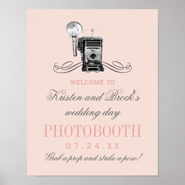 Póster Rótulo fotográfico de Boda Rubor de cámara de víde (Frente)