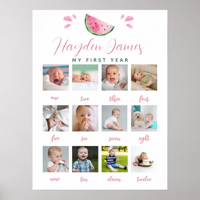 Póster Rótulo fotográfico de la sandía de primer año de c (Frente)