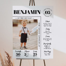 Póster Rótulo fotográfico de primer año moderno