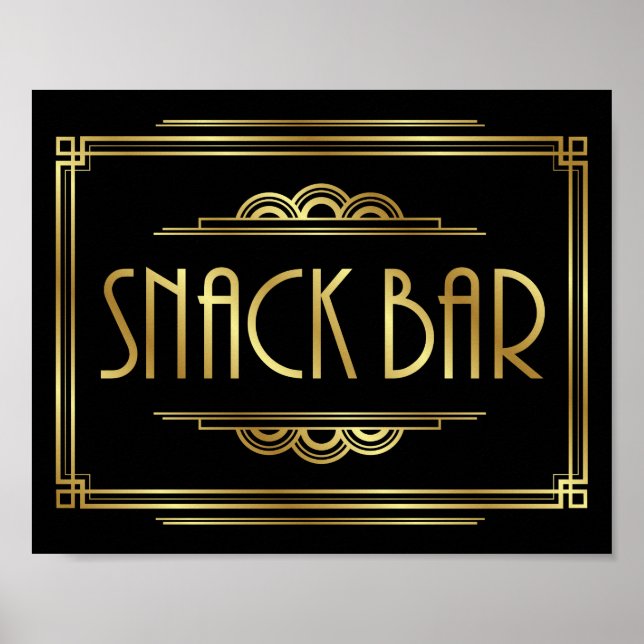 Póster Rótulo Gatsby Art Deco SNACK BAR Imprimir (Frente)