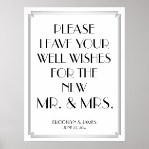 Póster Rótulo Gatsby Silver Guestbook de Art Deco 18x24