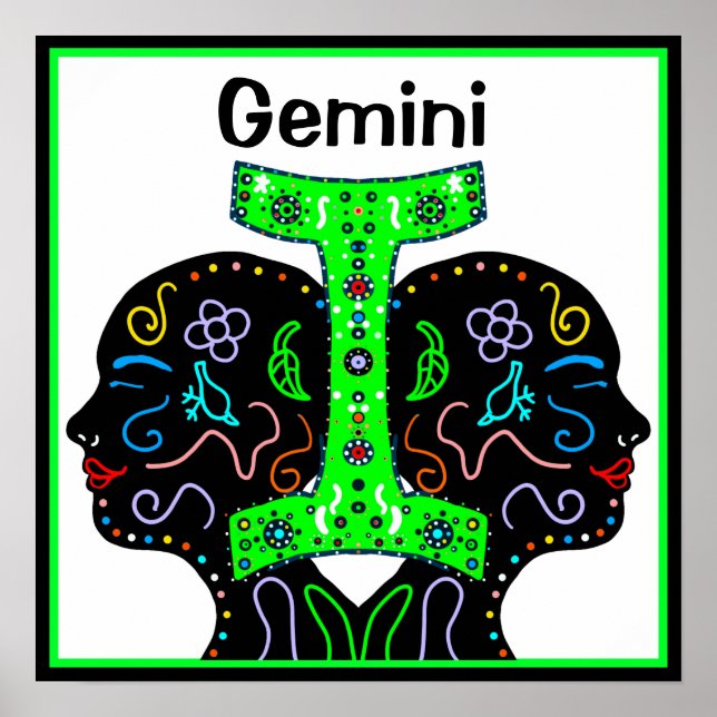 Póster Rótulo Gemini Hand Drake Art Horoscope (Frente)