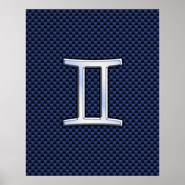Póster Rótulo Gemini Zodiac al estilo de la fibra de carb (Frente)