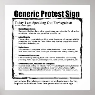 Póster Rótulo genérico chistoso de la protesta