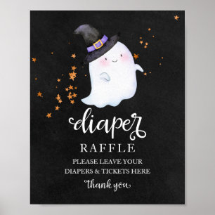 Póster Rótulo Ghost Halloween Baby Shower Diaper Raffle