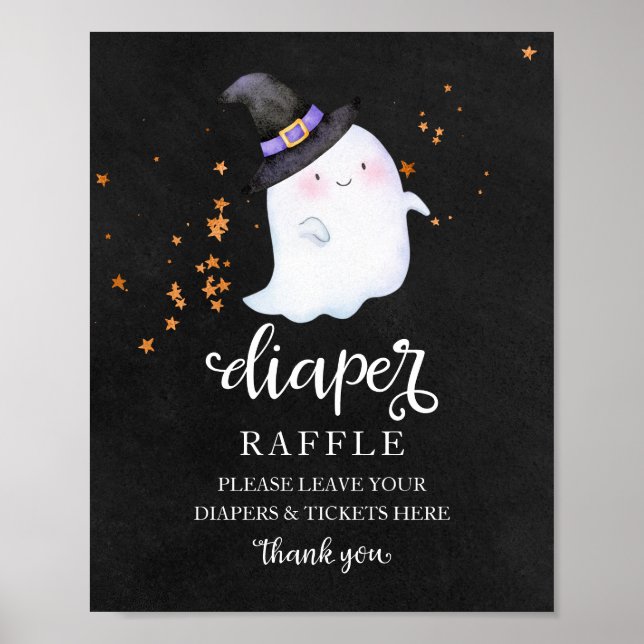 Póster Rótulo Ghost Halloween Baby Shower Diaper Raffle (Frente)