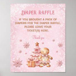 Póster Rótulo Gingerbread Baby Shower Diaper Raffle