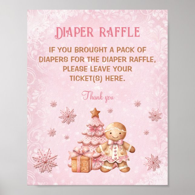Póster Rótulo Gingerbread Baby Shower Diaper Raffle (Frente)
