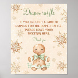 Póster Rótulo Gingerbread Green Baby Shower Diaper Raffle