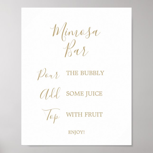 Póster Rótulo Gold Calligraphy Mimosa Bar (Frente)