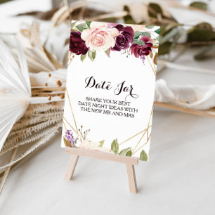 Póster Rótulo Gold geométrico Green Burgundy Floral Date 