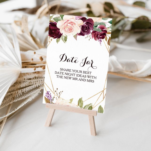 Póster Rótulo Gold geométrico Green Burgundy Floral Date  (Subido por el creador)