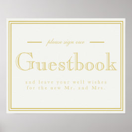Póster Rótulo Gold Moderno Art Deco Guestbook