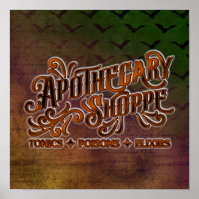 Póster Rótulo gótico de Halloween en las tiendas apoteari (Frente)