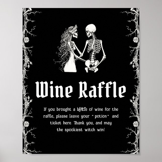 Póster Rótulo Gótico Halloween Bridal Shower Wine Raffle (Frente)