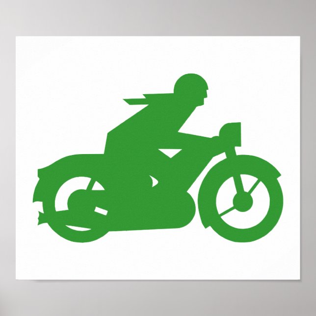 Póster Rótulo Green Motorbiker (Frente)