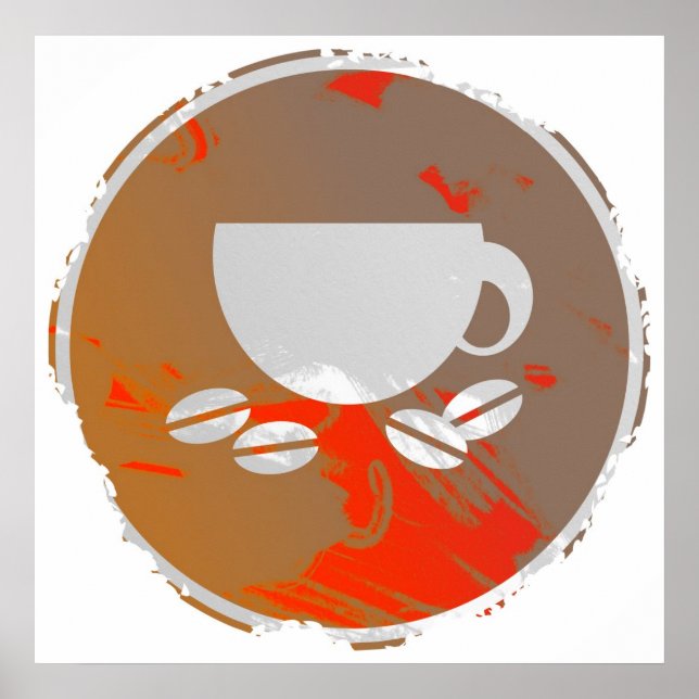 Póster Rótulo Grunge Coffee (Frente)