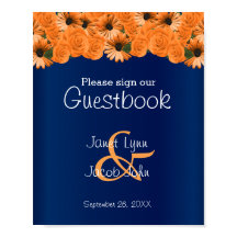 Rótulo Guestbook Bella Rosa Naranja / Azul marino