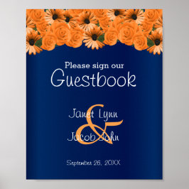 Póster Rótulo Guestbook Bella Rosa Naranja / Azul marino