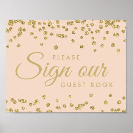 Póster Rótulo Guestbook Gold Faux Purpurina Confetti Rubo