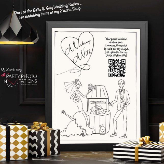 Póster Rótulo Hand draw Share the Love Wishing Well (Bella & Guy Wishing Well Wedding Sign)