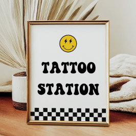Póster Rótulo Happy Face One Happy Dude Tattoo Station