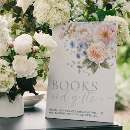 Póster Rótulo Hargrove Blue Floral Books and Gifts