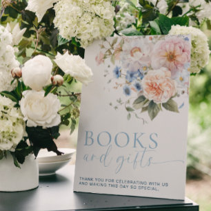 Póster Rótulo Hargrove Blue Floral Books and Gifts