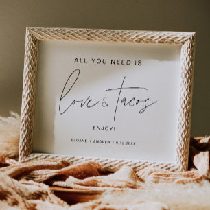 Póster Rótulo HARLOW Love Y Tacos