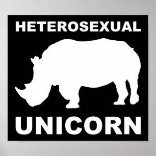 Póster Rótulo heterosexual unicornio rinoceronte gracioso