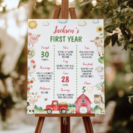 Póster Rótulo hito de cumpleaños de los animales de granj