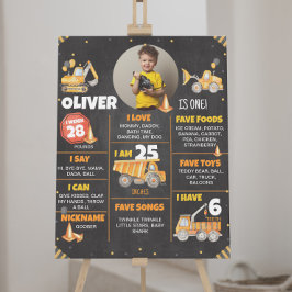 Póster Rótulo hito de cumpleaños de los camiones de const