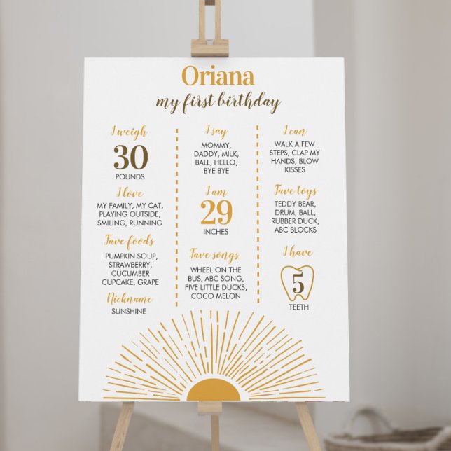 Póster Rótulo hito de primer cumpleaños Sunshine (Subido por el creador)