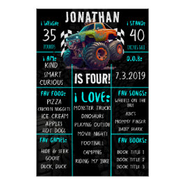 Póster Rótulo hito en la fiesta de cumpleaños de Monster 