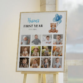 Póster Rótulo hito fotográfico de cumpleaños de Blue Tedd