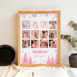 Póster Rótulo hito fotográfico de primer año de copo de n